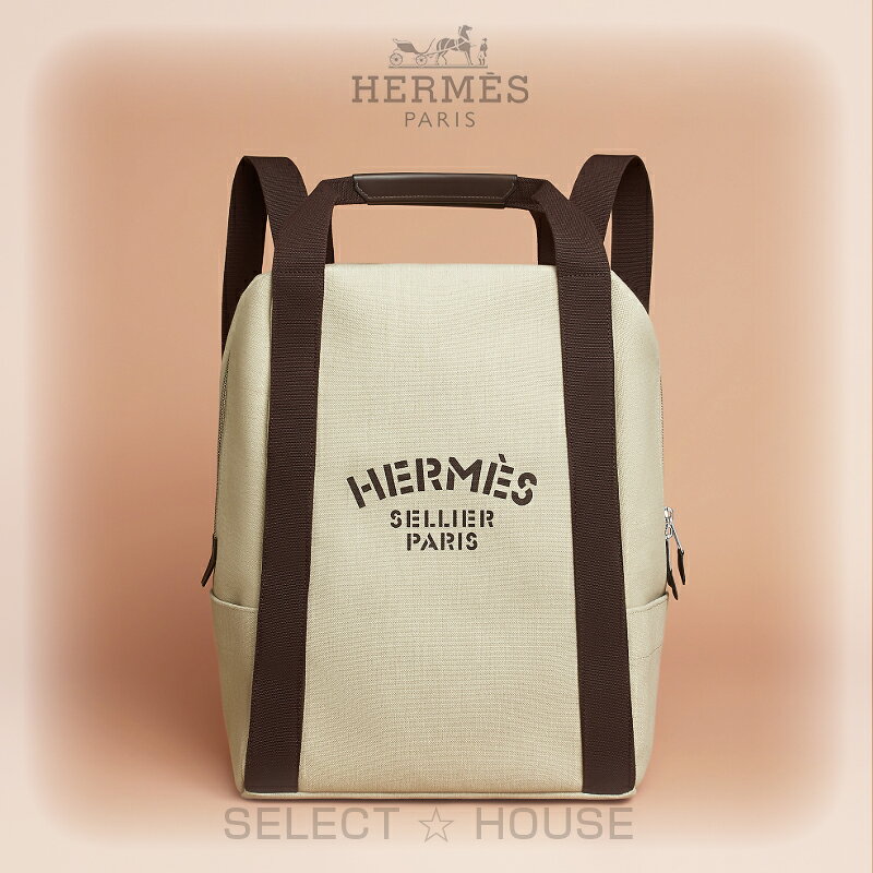 HERMES（エルメス）グルームバックパック 当店で取り扱っている商品は正規取扱店から買付する100%正規品です。 商品コメント 【ブランド】 1837年に馬具職人「ティエリ・エルメス」がパリで馬具工房として創業したHERMES(エルメス)。 厳選された素材をもちい技術力の高い職人の手によって作り出され、他の追随を許さない最高級品質を保っています。 その品質の高さは貴族御用達のブランドになっている事からもうかがえます。 エルメスのアイテムはエレガントなデザインを保ちつつ機能的であることも大きな特徴です。 【アイテム】 「Hermès Sellier Paris」のスクリーンプリントが施されたグルーミングバックパック。乗馬に必要なものを収納できる仕切り付きで、耐久性のある撥水加工キャンバスを使用した機能的なバッグです。 カラー Beige Sable / Feu サイズ - 素材 ・バッグ：ポリアミド62%、コットン26%、ポリウレタン12% ・ストラップ：ポリアミド100% ・レザー(バレニアカーフスキン) 仕様 ・「Hermès Sellier」の刻印入りサドルスタッドスナップボタン2個とジッパーによるトップクロージャー ・フロントに「Hermès Sellier Paris」のスクリーンプリント ・乗馬鞭や携帯電話を収納できるサイドポケット2つ ・各種書類を収納できる外側のバックポケットと、整理整頓しやすい内側のポケット ・背負ったり手持ちしたりできる調節可能なストラップ ・フランス製 状態 海外正規店直接買い付け品（新品） 付属品 BOX・リボン 詳細 ■H000942EKBF ※画像には当店の画像とわかるように「SELECT HOUSE」とブランドロゴの透かし文字が入っています。 ※当店ではブランド正規店より直接商品をお取り寄せしております。 ※代金引換、銀行振込不可。※クレジットカードオンリー。※御注文後のキャンセル不可 ※在庫変動がはげしいため、購入前の在庫確認は行っておりません。※ご注文から在庫確認まで2〜5日程かかります。※掲載中の現行モデルのみ ○在庫切れの場合は、キャンセルとなります。○海外直営店からの取り寄せの為、返品・交換はお受けできません。 ○注文後のキャンセルはお受けできません。○御購入の前によくご検討くださいませ。 ○ご注文が入ってからの買付になります。○海外直営店からの取り寄せ後、当社から国内発送します。 ○最大のネットワークと努力で買付いたしますが、すでに完売の場合はキャンセル・返金となります。 お届けまで15日から25日程度かかります。　 　 　 　 　 　 ※画像には当店の画像とわかるように「SELECT HOUSE」とブランドロゴの透かし文字が入っています。　 　 　