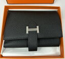直営店リボン新品 HERMES エルメス SELECTHOUSE セレクトハウスBearn ベアンコンビネ 財布 黒 ブラック