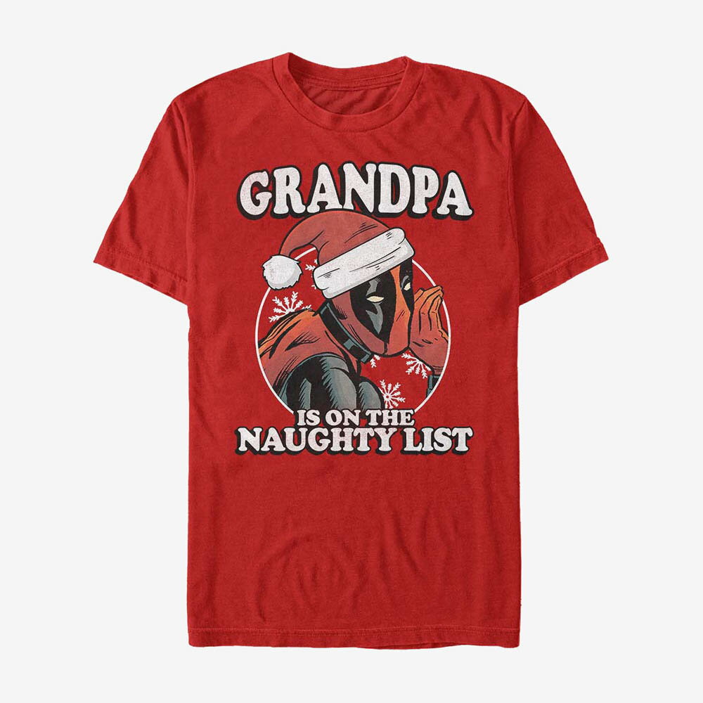 デッドプール Tシャツ マーベル Marvel Deadpool Grandpa Is On the Naughty List Holiday T-Shirt メンズ