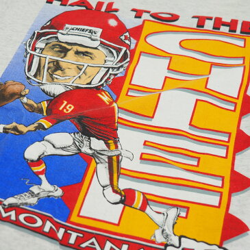 NFL チーフス ジョー・モンタナ 1993 ヘイル・トゥ・ザ・チーフ Tシャツ セーラム/Salem グレー レアアイテム