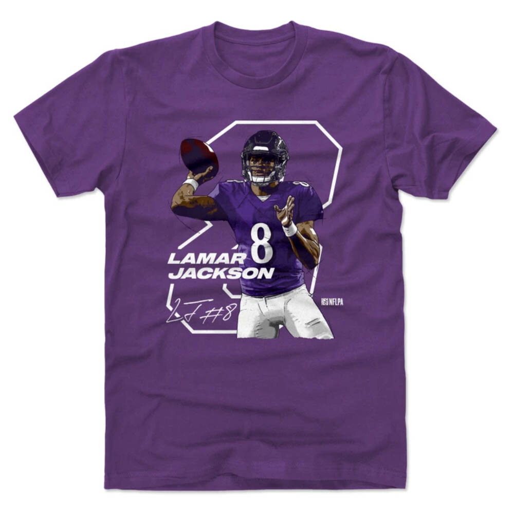NFL ラマー・ジャクソン レイブンズ Tシャツ Player Art Cotton T-Shirt 500Level パープル