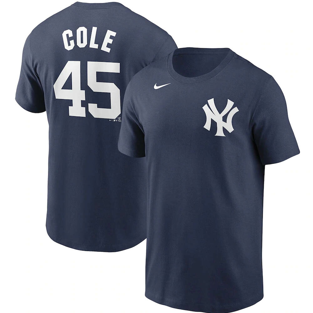 樂天商城 - ゲリット・コール ヤンキース Tシャツ ナイキ MLB ネーム＆ナンバー Nike ネイビー
