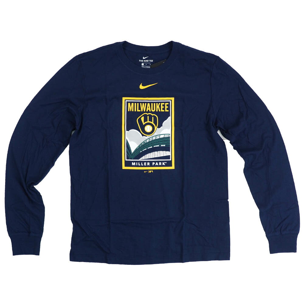 ブリュワーズ Tシャツ tシャツ メンズ 長袖 長そで ロンT ロンt MLB ナイキ Nike ネイビー