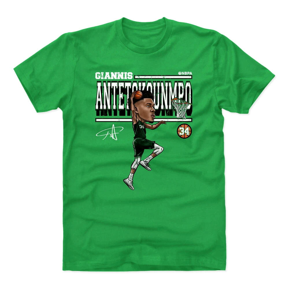 NBA ヤニス アデトクンボ ミルウォーキー バックス Tシャツ Cartoon T-Shirts 500Level ケリーグリーン