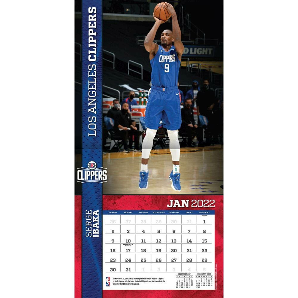 NBA カレンダー 2022年 クリッパーズ 12X12 TEAM 壁掛け CALENDAR Turner 3