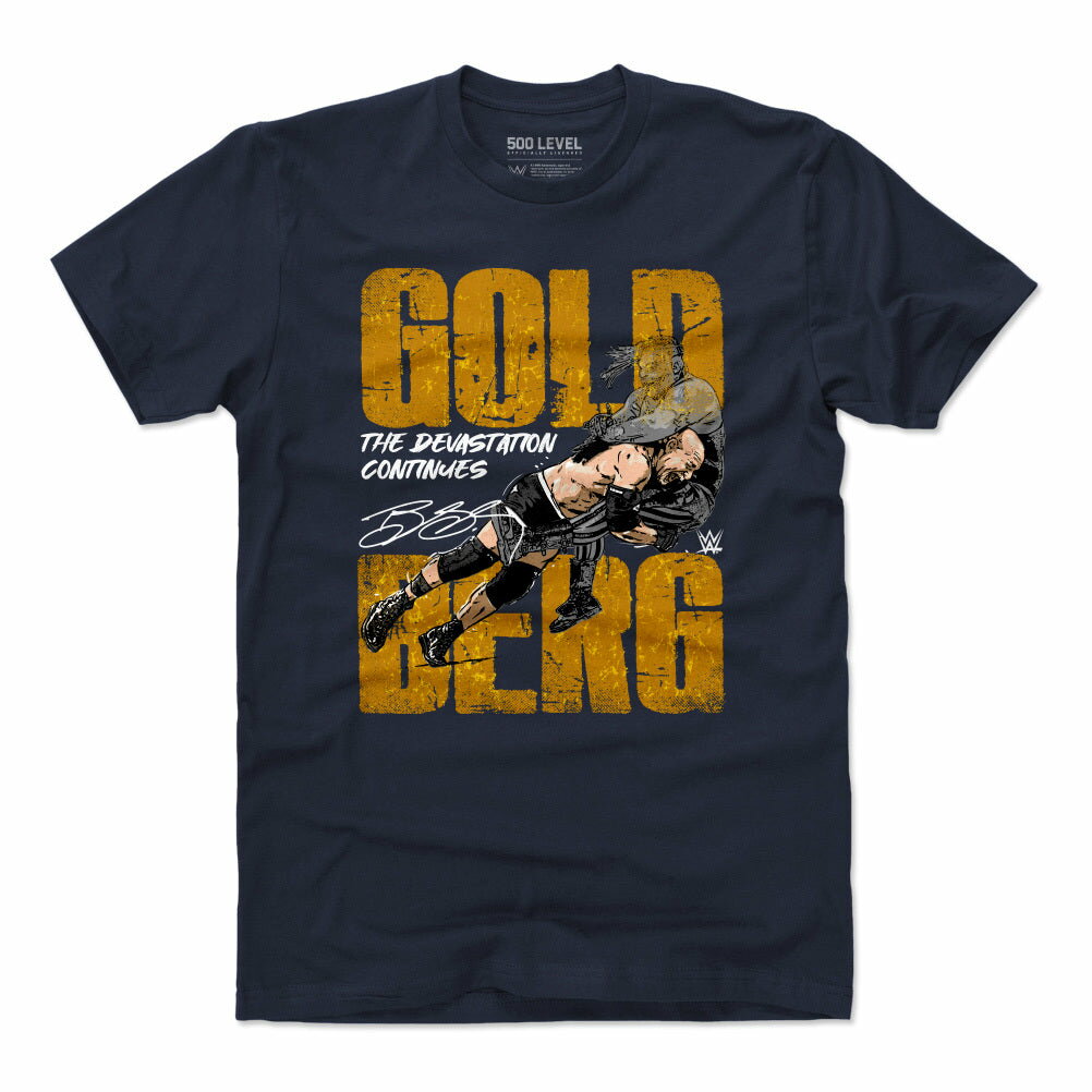 WWE ビル・ゴールドバーグ Tシャツ Superstars Devastation 500Level True Navy