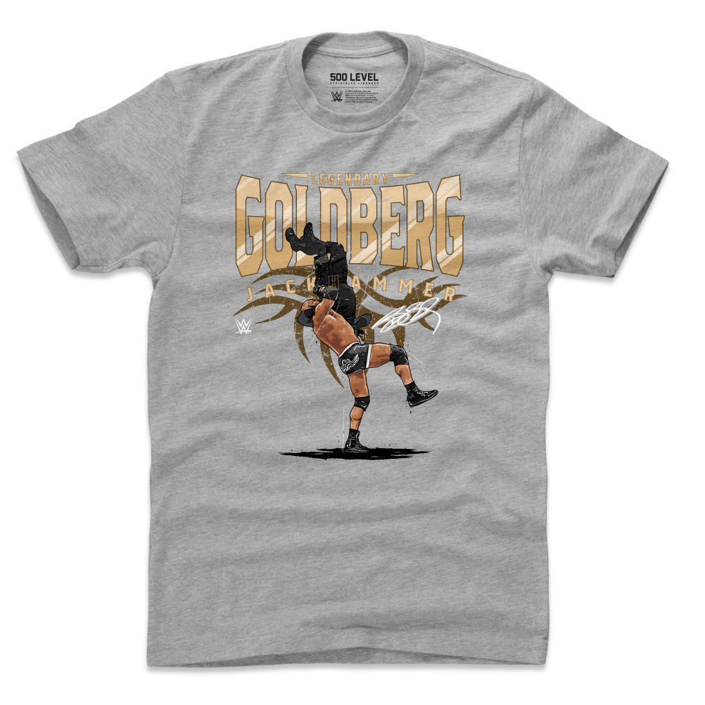 WWE ビル・ゴールドバーグ Tシャツ Superstars Legendary Jackhammer 500Level ヘザーグレー
