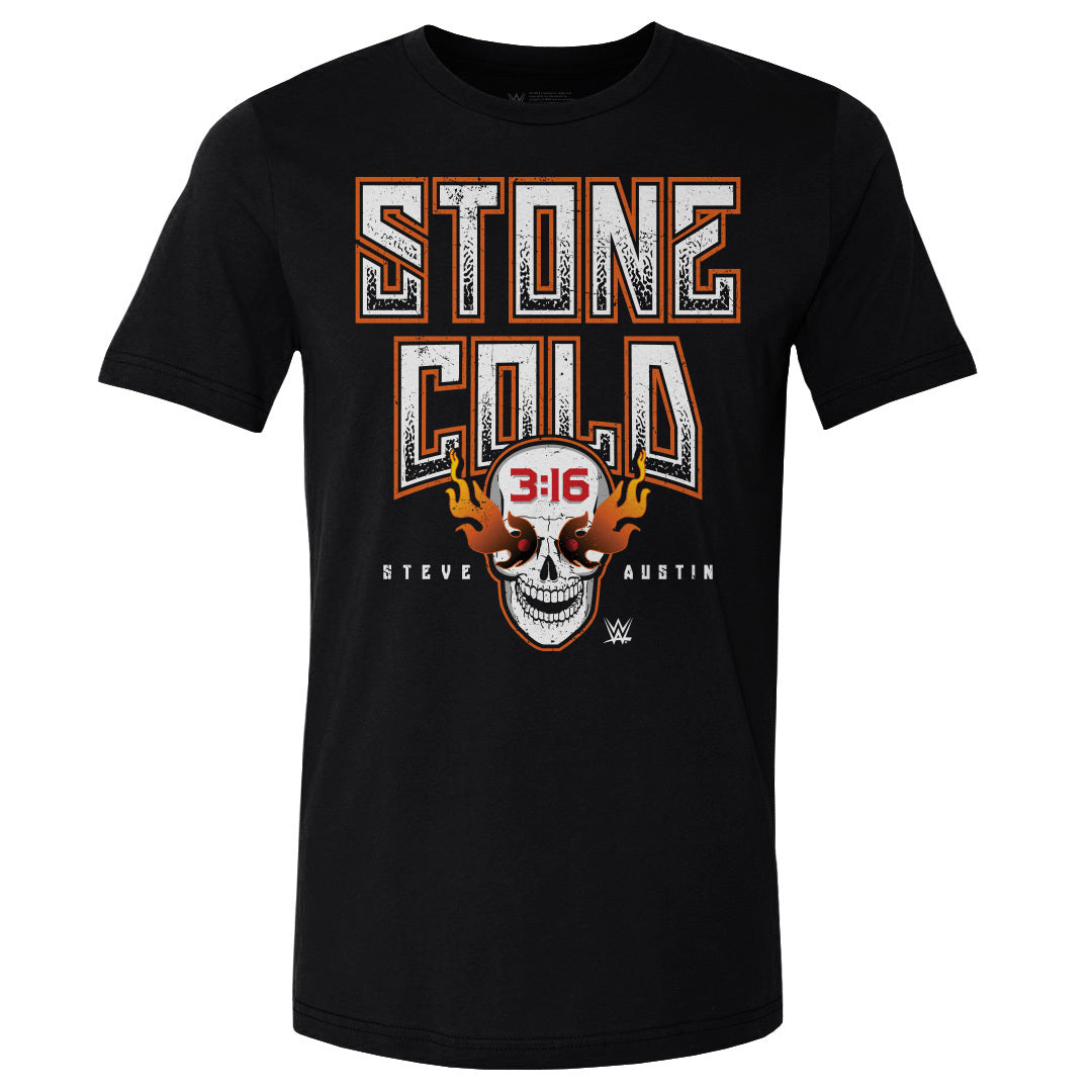 WWE ストーン・コールド・スティーブ・オースチン Tシャツ Legends Fire Skull 500Level ブラック