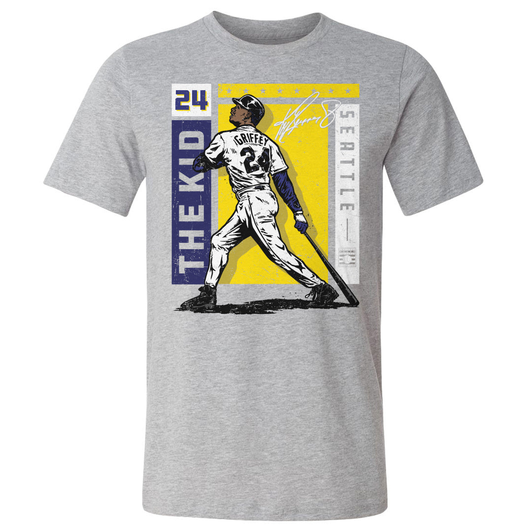 Rakuten - MLB ケン・グリフィー・ジュニア マリナーズ Tシャツ Card Stat WHT T-Shirt 500Level ヘザーグレー