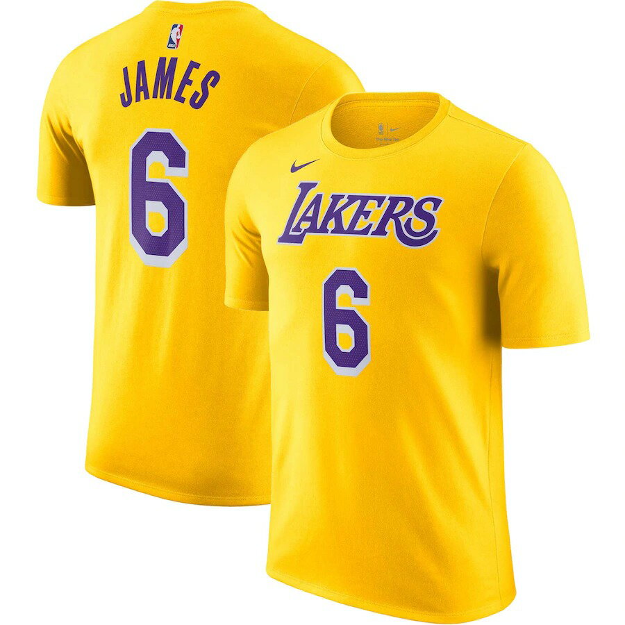 樂天商城 - NBA レブロン・ジェイムス レイカーズ Tシャツ アイコン 2022/23 ネーム＆ナンバー Performance T-Shirt ナイキ/Nike ゴールド
