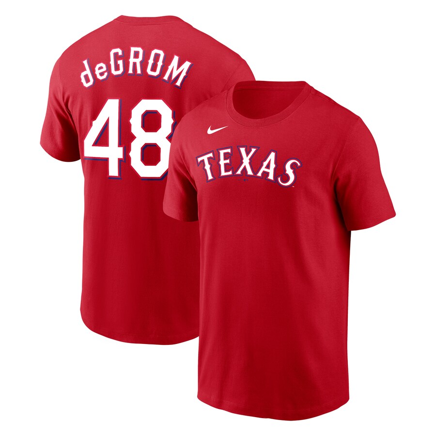 MLB ジェイコブ・デグロム レンジャーズ Tシャツ 2023 ネーム＆ナンバー 移籍組 ナイキ/Nike レッド