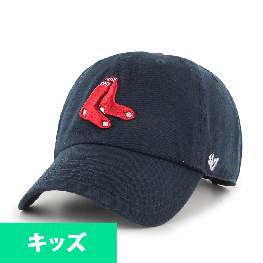 樂天商城 - MLB レッドソックス キャップ キッズ ユース クリーンナップキャップ 47Brand ネイビー