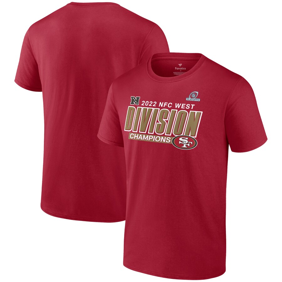 NFL 49ers Tシャツ 2022 NFC 西地区優勝 ディビジョン Champions Divide & Conquer Fanatics スカーレット