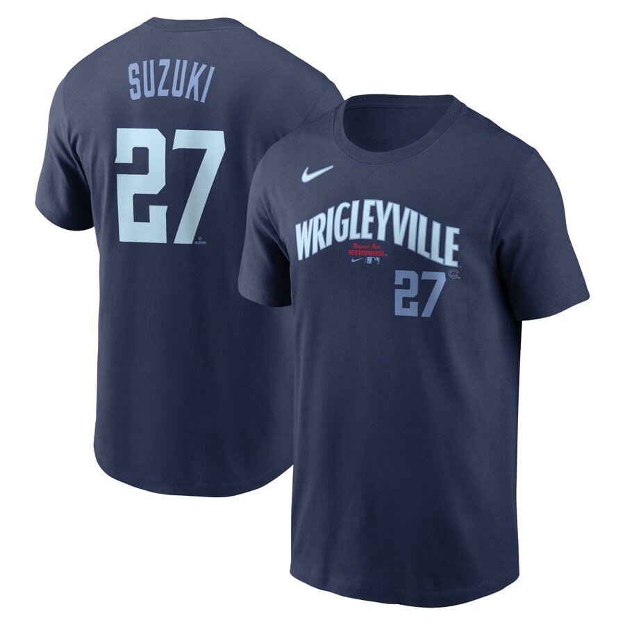 樂天商城 - MLB 鈴木誠也 カブス Tシャツ City Connect シティーコネクト ネーム＆ナンバー T-Shirt 23wbsf ナイキ/Nike ネイビー