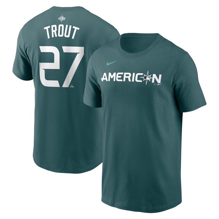 樂天商城 - MLB マイク・トラウト エンゼルス Tシャツ オールスターゲーム2023 ネーム＆ナンバー T-Shirt ナイキ/Nike ティール