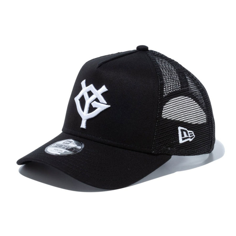 映画エンタメショップ SELECTIONの読売ジャイアンツ/巨人 グッズ キャップ Youth 9FORTY A-Frame Trucker Mesh Cap ニューエラ/New Era ブラック オレンジ｜アングル2
