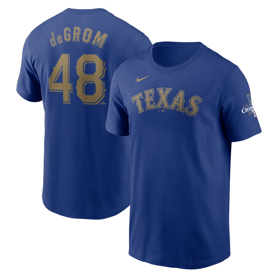 MLB ジェイコブ・デグロム レンジャーズ Tシャツ 2024ゴールドコレクション WS優勝 ネーム＆ナンバー ナイキ/Nike ロイヤル