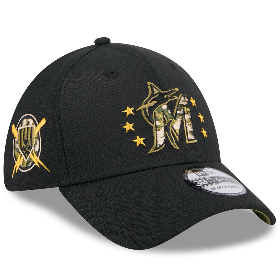 MLB マーリンズ キャップ 【海外版】 2024 アームドフォースデー 39THIRTY Flex Hat ニューエラ/New Era ブラック