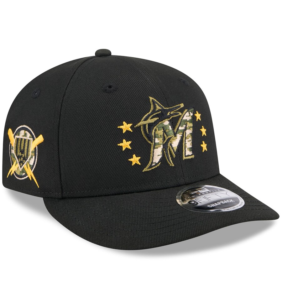 MLB マーリンズ キャップ 【海外版】 2024 アームドフォースデー Low Profile 9FIFTY Hat ニューエラ/New Era ブラック