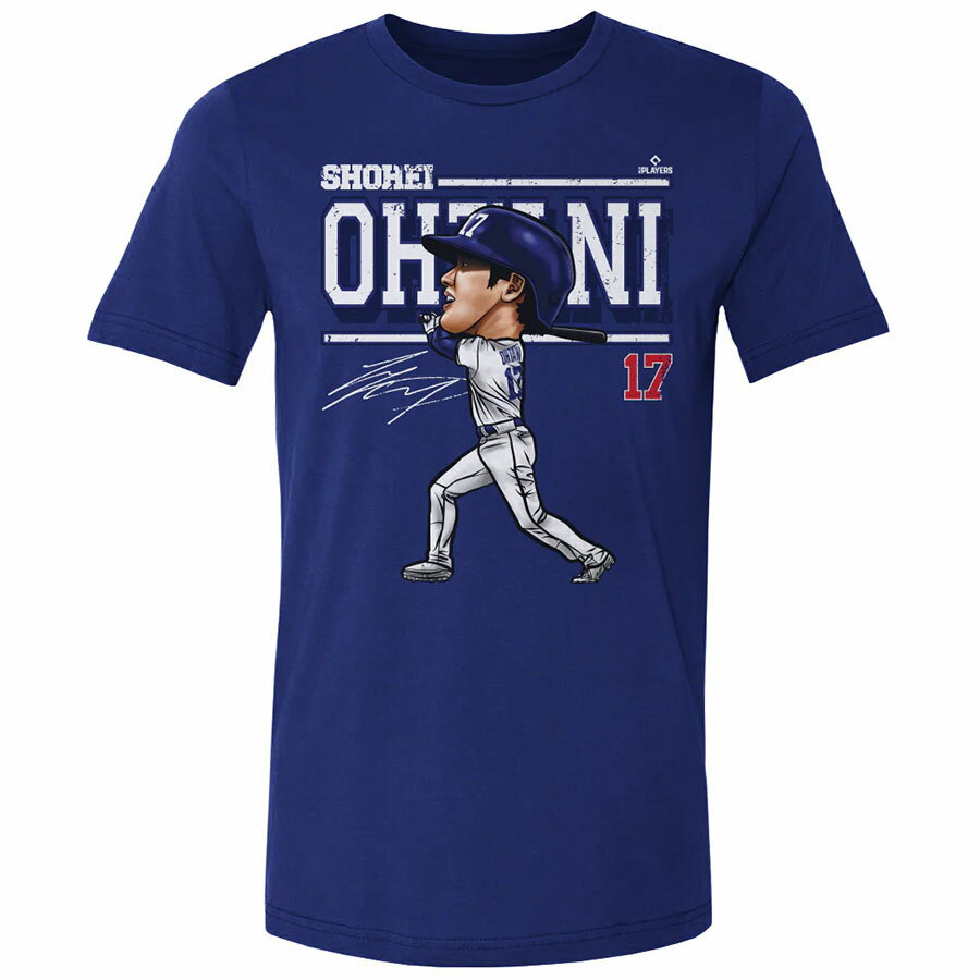 Rakuten - MLB 大谷翔平 ドジャース Tシャツ 【New Model】 Los Angeles D Cartoon WHT T-Shirt 500Level ロイヤルブルー