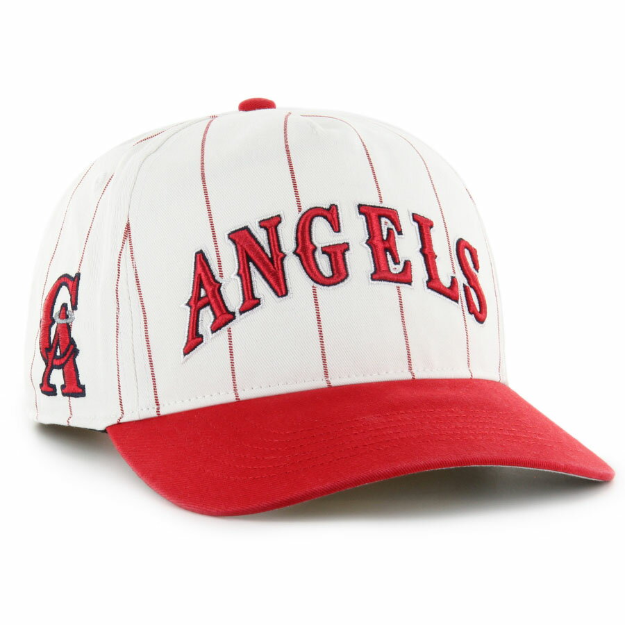 乐天商城 - MLB カリフォルニア・エンゼルス キャップ Double Header Pinstripe Hitch Cap 47Brand ホワイト レッド