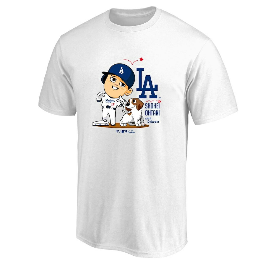 キッズサイズ 大谷翔平 x デコピン ヘッドバンプ Tシャツ ドジャース Fanatics ホワイト oh24gd