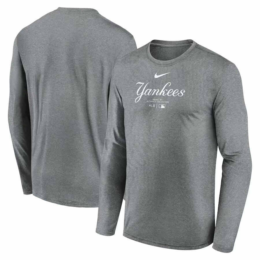 MLB ヤンキース Tシャツ オーセンティックコレクション Practice Performance ロングスリーブ ナイキ/Nike ダークグレーヘザー
