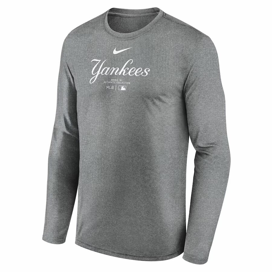MLB ヤンキース Tシャツ オーセンティックコレクション Practice Performance ロングスリーブ ナイキ/Nike ダークグレーヘザー