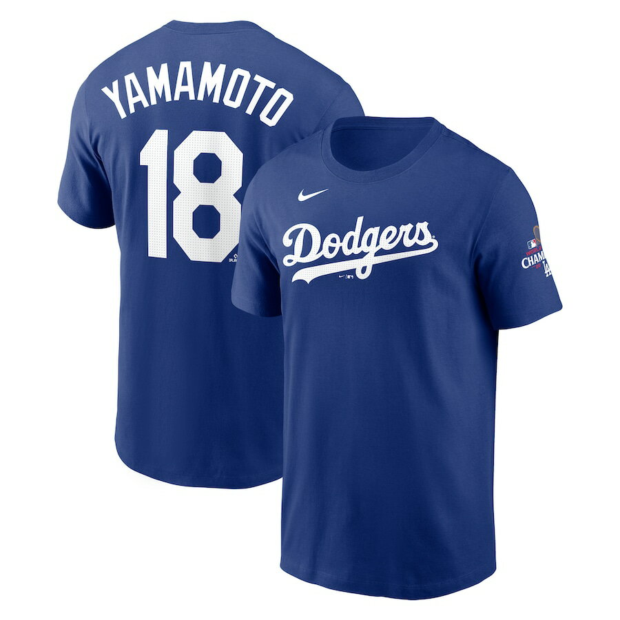 Rakuten - MLB 山本由伸 ドジャース Tシャツ 【海外版】ワールドシリーズ2024優勝記念 ネーム＆ナンバー T-Shirt ナイキ/Nike ロイヤル
