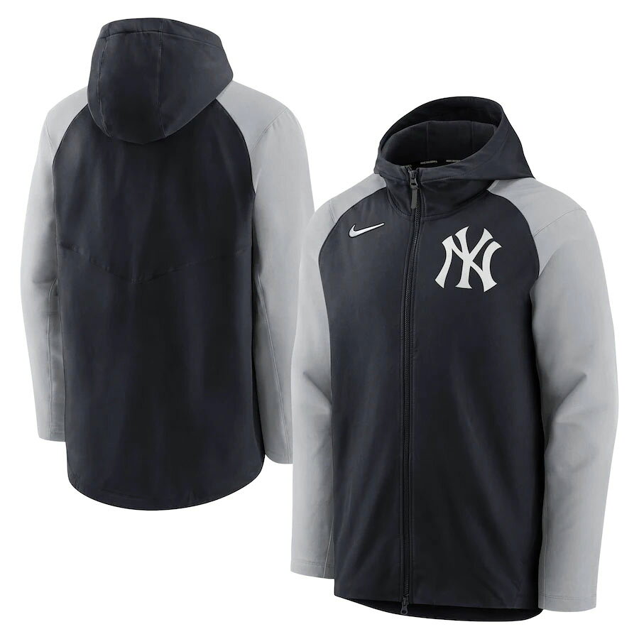 乐天商城 - MLB ヤンキース パーカー オーセンティックコレクション AC Raglan フルジップ フーディー ナイキ/Nike ネイビー グレー