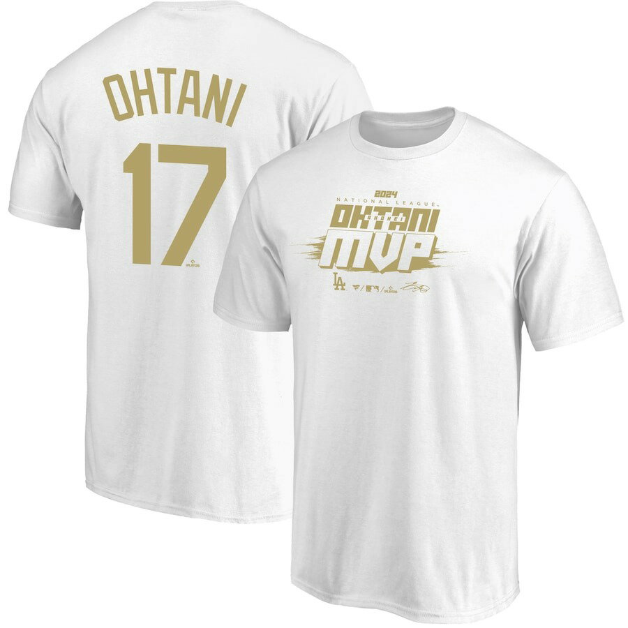 樂天商城 - MLB 大谷翔平 ドジャース Tシャツ 2024 ナショナルリーグ MVP 獲得記念 ネーム&ナンバー Tシャツ Fanatics ホワイト