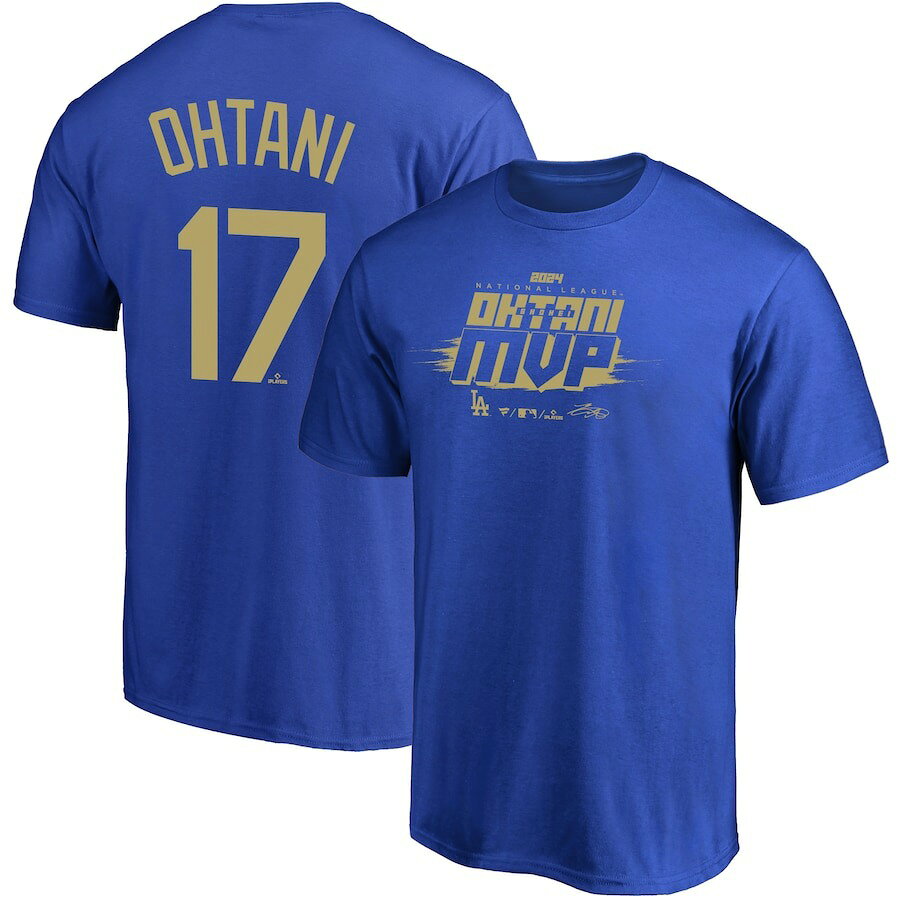 Rakuten - MLB 大谷翔平 ドジャース Tシャツ 2024 ナショナルリーグ MVP 獲得記念 ネーム&ナンバー Tシャツ Fanatics ブルー