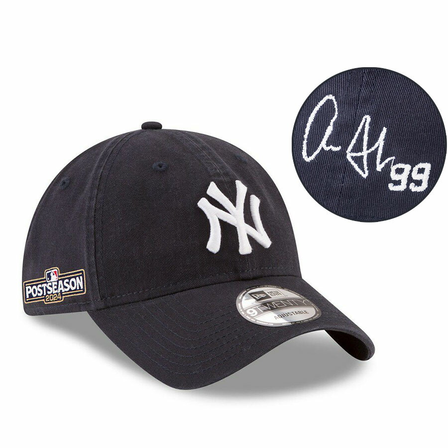 MLB アーロン・ジャッジ ヤンキース キャップ 【海外カスタム】サイン刺繍 ポストシーズン2024 9TWENTY Adj ニューエラ/New Era