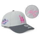 MLB 大谷翔平 ドジャース キャップ 【海外買付】ワールドシリーズ1988 パッチ MVP Adjustable サイン刺繍 47Brand Gray/Pin...