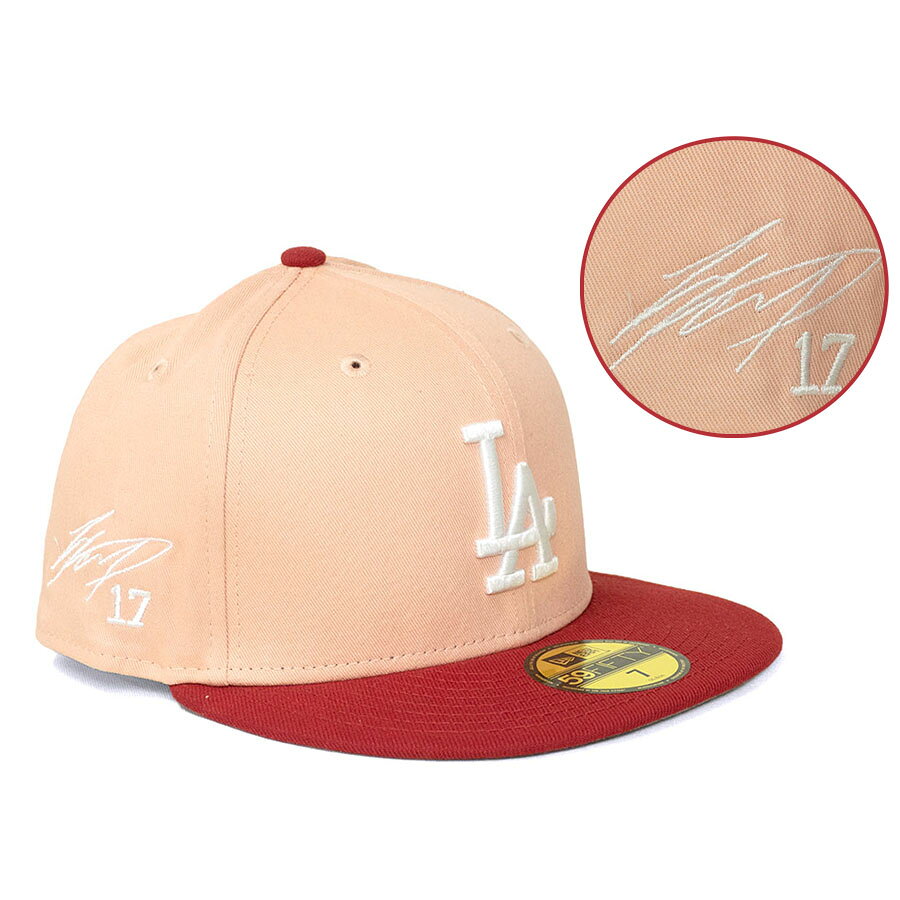 乐天商城 - MLB 大谷翔平 ドジャース キャップ 【海外買付】Color Pack 2Tone 59FIFTY サイン刺繍 ニューエラ/New Era ブラッシュピンク レッド