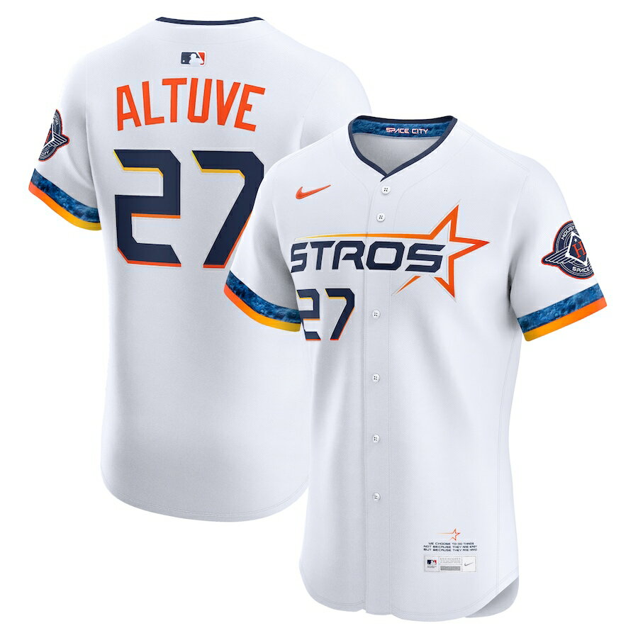 Rakuten - MLB ホセ・アルテューベ アストロズ ユニフォーム 2025 シティーコネクト エリート Jersey スポンサーロゴ ナイキ/Nike ホワイト