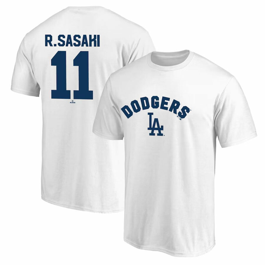 Rakuten - MLB 佐々木朗希 ドジャース Tシャツ 【国内版】ネーム＆ナンバー Tシャツ Fanatics JP ホワイト