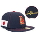 MLB 大谷翔平 ドジャース x 侍JAPANカラー キャップ 【海外カスタム】 59FIFTY Fitted Cap サイン刺繍 ニューエラ/New Era
