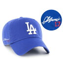 MLB 大谷翔平 ドジャース キャップ 【海外カスタム】Clean Up Cap サイン刺繍 47Brand ロイヤル