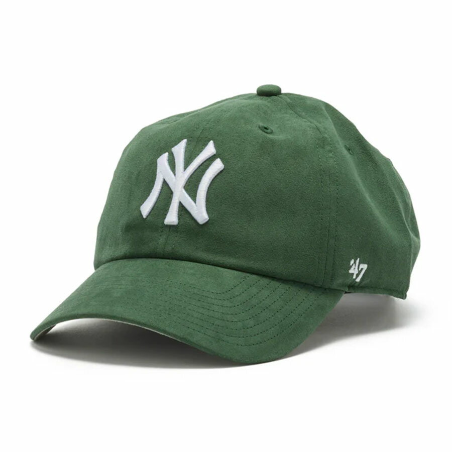 樂天商城 - MLB ヤンキース キャップ Ballpark Suede Clean Up Adjustable Cap 47Brand ダークグリーン