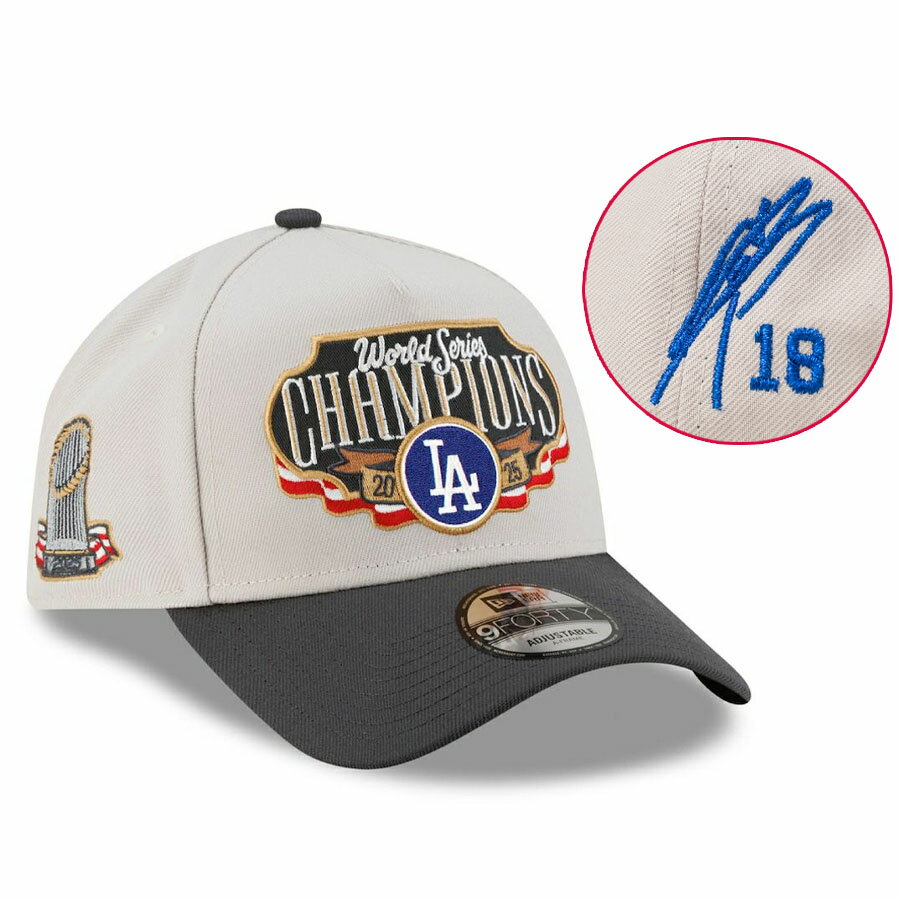 乐天商城 - MLB 山本由伸 ドジャース キャップ サイン刺繍ワールドシリーズ2025優勝記念 ロッカールーム A-Frame 9FORTY Adj ニューエラ/New Era
