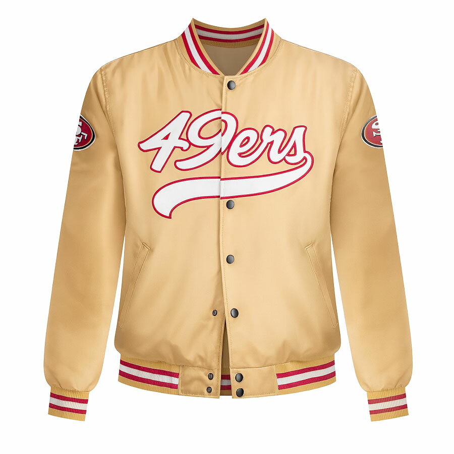 楽天映画エンタメショップ SELECTIONNFL 49ers ジャケット 【現地買付】ウルトラゲームTeam Logos サテン スタジャン Ultra Game ゴールド