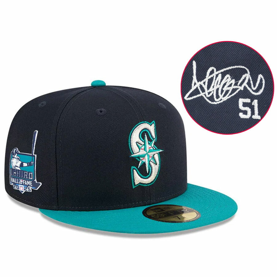 MLB イチロー マリナーズ キャップ 現地買付カスタム品 2025 Hall of Fame 59FIFTY サイン刺繍 Silhouette ニューエラ/New Era