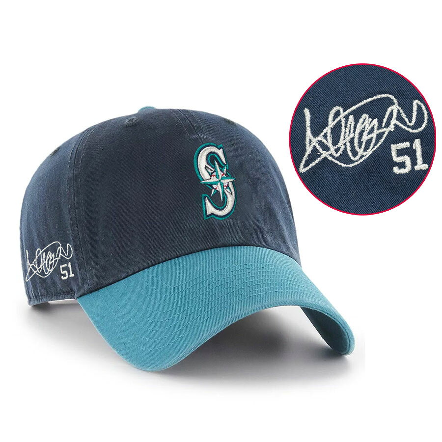 MLB イチロー マリナーズ キャップ 【現地買付カスタム品】Clean Up Signature サイン刺繍 47Brand