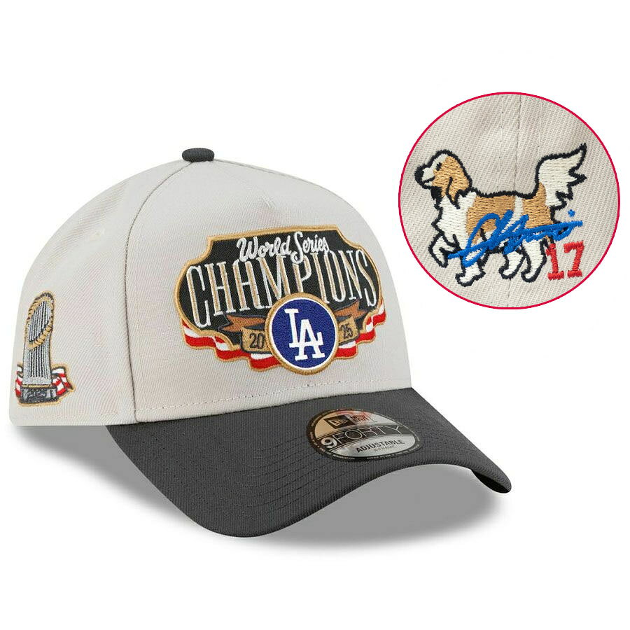 乐天商城 - MLB 大谷翔平 ドジャース キャップ デコピン Decoy ワールドシリーズ 2025 優勝 ロッカールーム 9FORTY サイン刺繍 ニューエラ/New Era