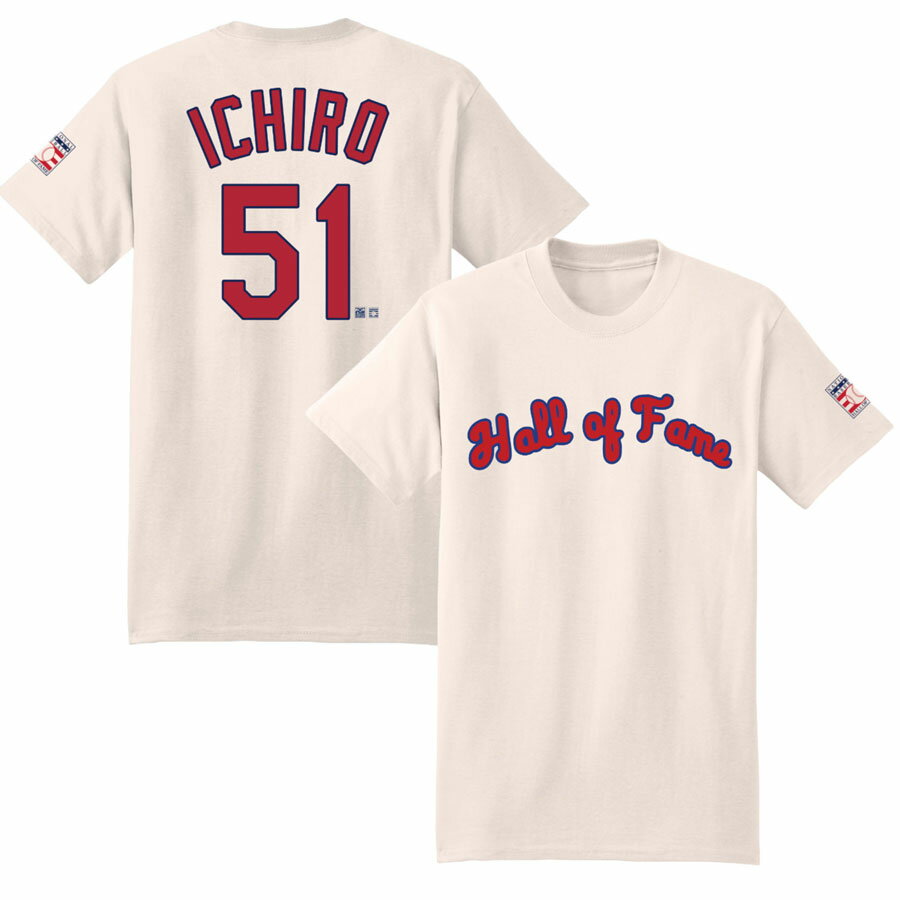 MLB イチロー マリナーズ Tシャツ 【現地買付】2025 National Baseball Hall of Fame 殿堂入り記念 ネーム＆ナンバー Ryno Sports Ivory