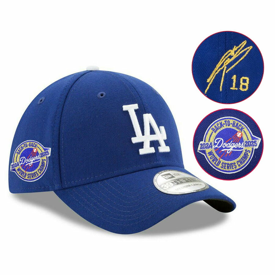 Rakuten - MLB 山本由伸 ドジャース キャップ 【海外カスタム】2024-2025 ワールドシリーズ優勝 連覇 サイン刺繍 39THIRTY ニューエラ/New Era