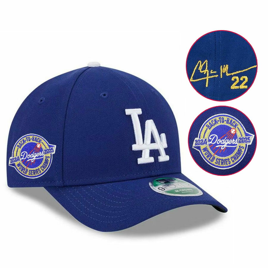 樂天商城 - MLB カーショー ドジャース キャップ 【海外カスタム】2024-2025 ワールドシリーズ優勝 連覇 サイン刺繍 9FORTY ニューエラ/New Era