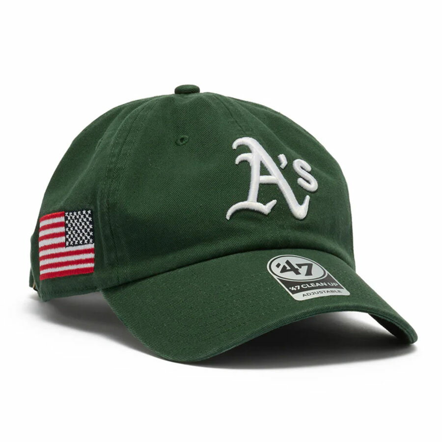 Rakuten - MLB アスレチックス キャップ USA Flag Heritage Side Clean Up Adjustable Hat 47 Brand ダークグリーン