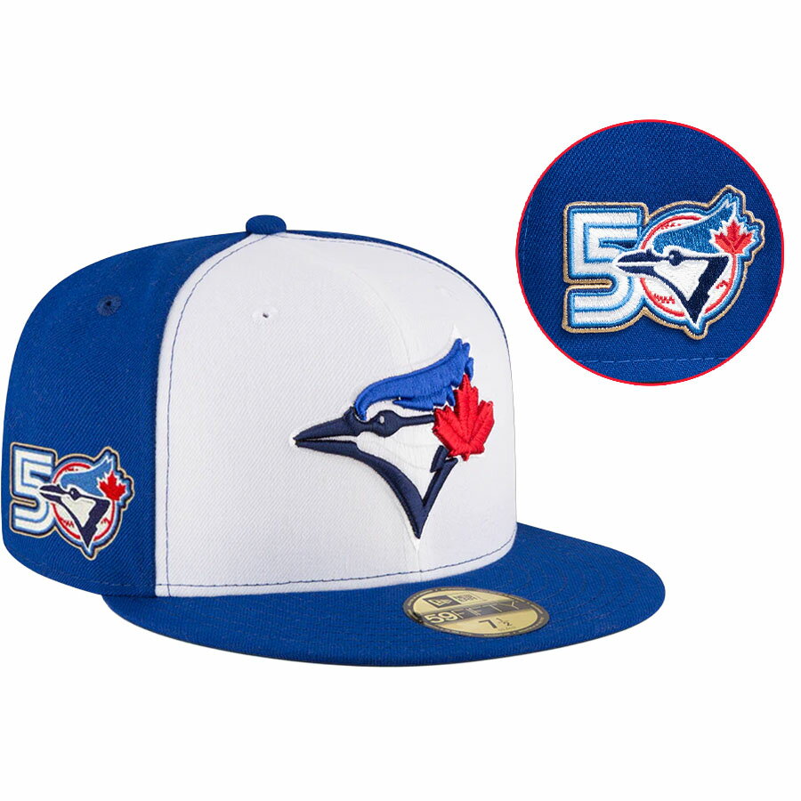 Rakuten - MLB ブルージェイズ キャップ 【海外モデル】50周年記念 パッチ 59FIFTY Fitted Hat ニューエラ/New Era Alternate3（ホワイト/ロイヤル)